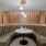 semi-circle seating area with a table in the middle